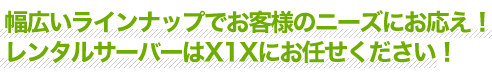 幅広いラインナップでお客様のニーズにお応え！レンタルサーバーはX1X SERVERにお任せください！